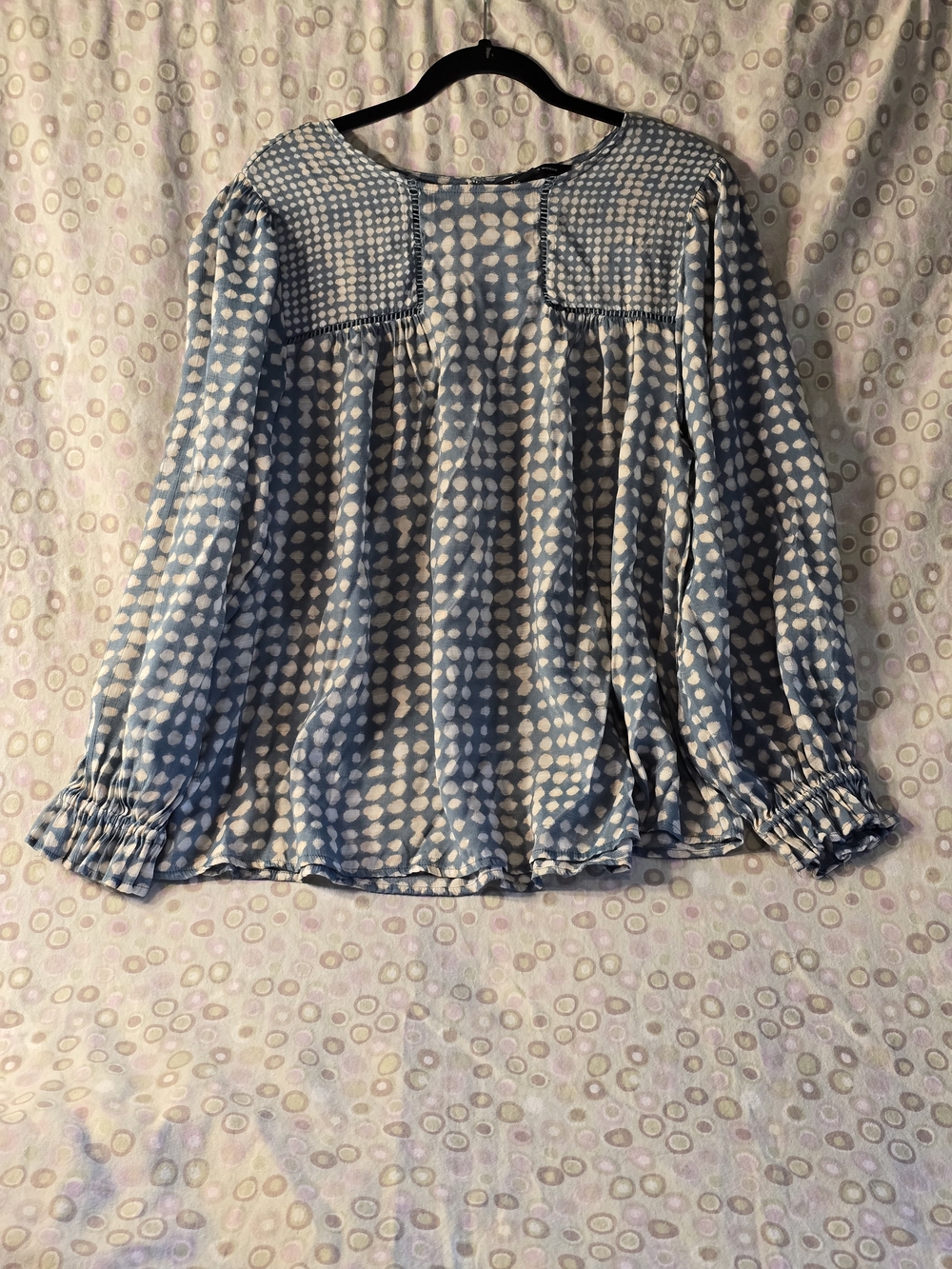 Zac & Rachel Light Blue Dot Peasant Top